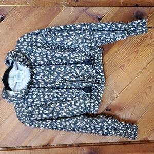Cleobella Organic Cotton Leopard Print Cropped Hoodie Sweatshirt xs